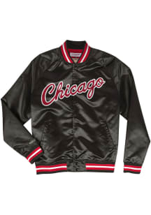 Mitchell and Ness Chicago Bulls Mens Black Satin Jacket Light Weight Jacket