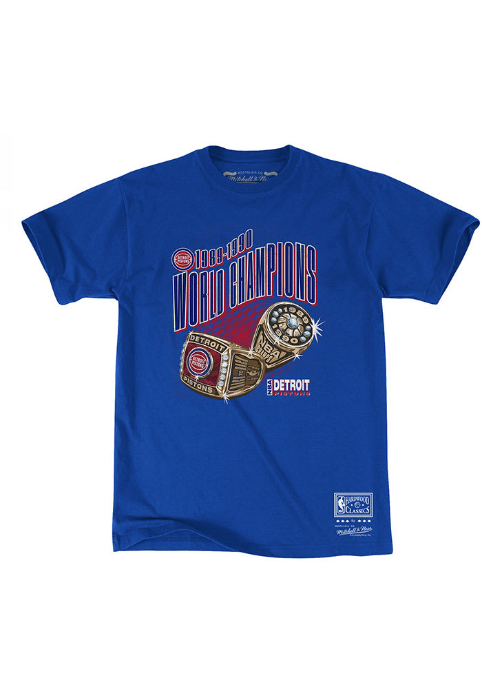 Mitchell and Ness Detroit Pistons Blue Rings Short Sleeve T Shirt