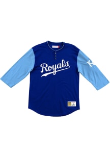 Mitchell and Ness Kansas City Royals Blue Franchise Player Long Sleeve Fashion T Shirt