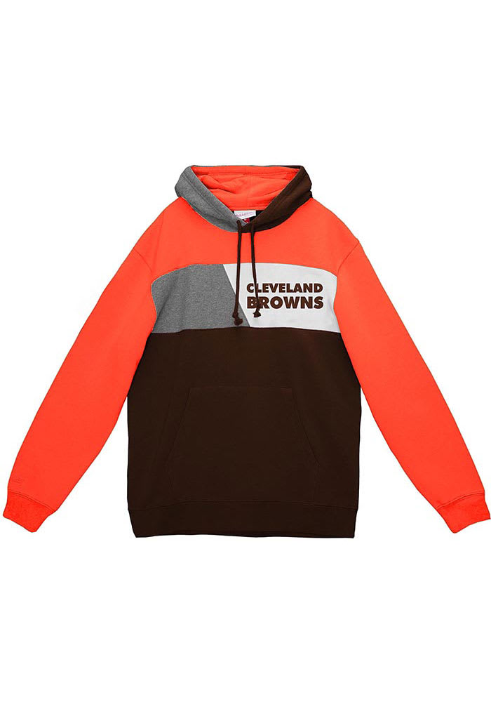 Mitchell and Ness Cleveland Browns Mens Brown COLORBLOCKED Fashion Hood