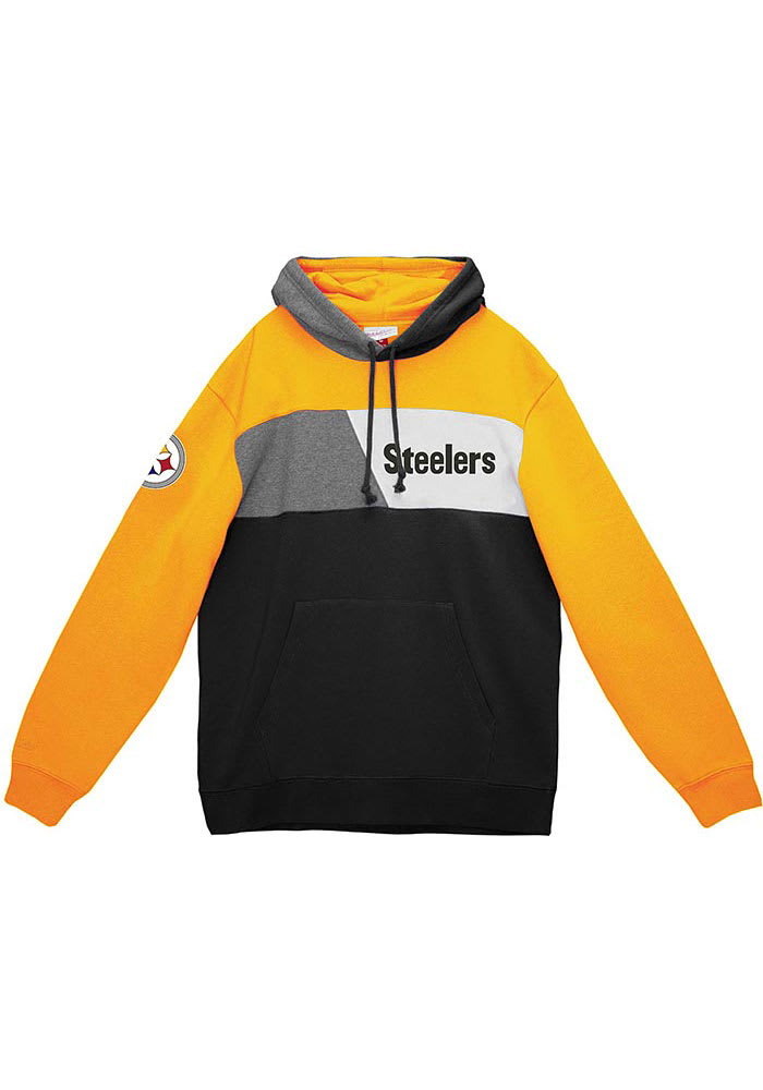 Mitchell and Ness Pittsburgh Steelers Mens Black COLORBLOCKED Fashion Hood
