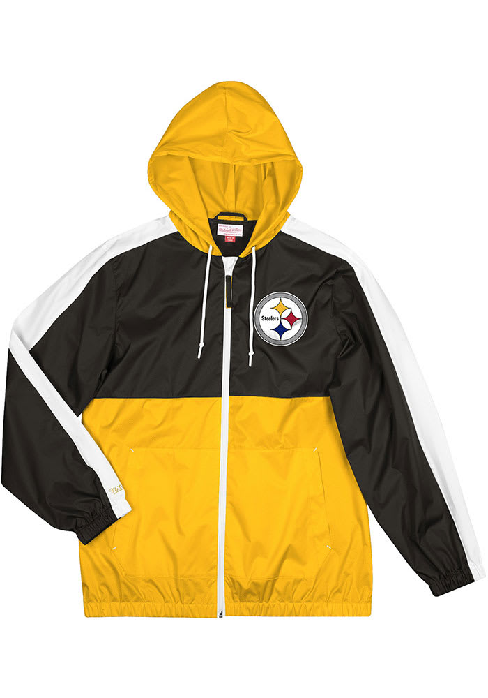 Mitchell and Ness Pittsburgh Steelers Mens Black Windbreaker Long Sleeve Full Zip Jacket