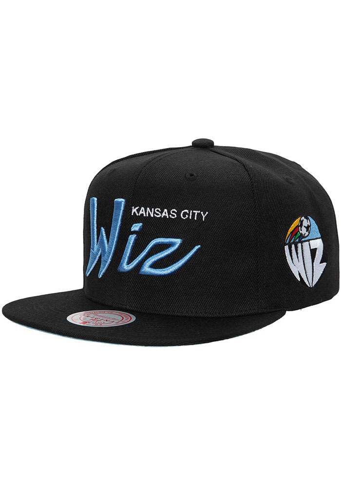 Mitchell and Ness Sporting Kansas City Black KC Wizards Foundation Script Mens Snapback Hat