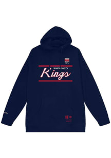 Mitchell and Ness Kansas City Kings Mens Blue Coaches Script Pullover Fashion Hood