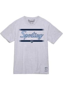 Mitchell and Ness Sporting Kansas City Grey Coaches Script Short Sleeve Fashion T Shirt