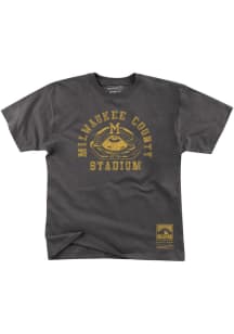 Mitchell and Ness Milwaukee Brewers Charcoal STADIUM SERIES 2.0 Short Sleeve Fashion T Shirt