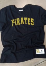 Mitchell and Ness Pittsburgh Pirates Black LEGENDARY SLUB Short Sleeve Fashion T Shirt