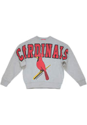 Mitchell and Ness St Louis Cardinals Womens Grey Fleece Crew Sweatshirt
