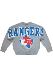 Mitchell and Ness Texas Rangers Womens Grey Fleece Crew Sweatshirt