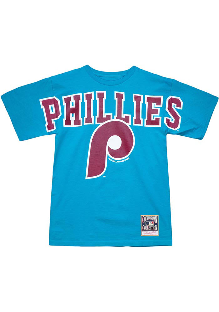 Philadelphia Phillies New Era Women's Cooperstown Raglan 3/4-Sleeve T-Shirt  - Light Blue/Maroon