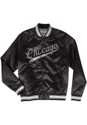 Mitchell and Ness Chicago White Sox Mens Black Lightweight Satin Light Weight Jacket