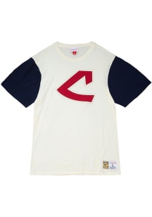 Mitchell and Ness Cleveland Guardians Ivory Color Blocked Short Sleeve Fashion T Shirt