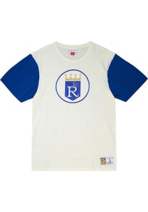 Mitchell and Ness Kansas City Royals Ivory Color Blocked Short Sleeve Fashion T Shirt