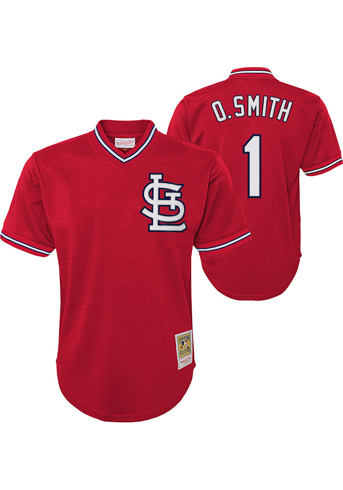 Youth Mitchell & Ness Ozzie Smith Navy St. Louis Cardinals Cooperstown Collection Mesh Batting Practice Jersey Size: Medium