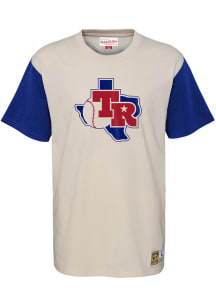 Mitchell and Ness Texas Rangers Youth White Colorblock Raglan Short Sleeve Fashion T-Shirt