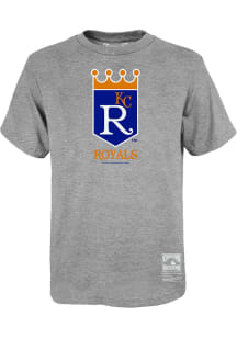 Mitchell and Ness Kansas City Royals Youth Grey Retro Logo Short Sleeve T-Shirt