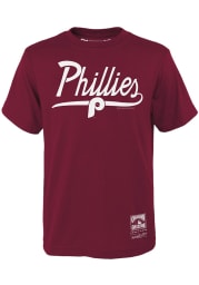 Mitchell and Ness Philadelphia Phillies Youth Maroon Tailgate Short Sleeve T-Shirt