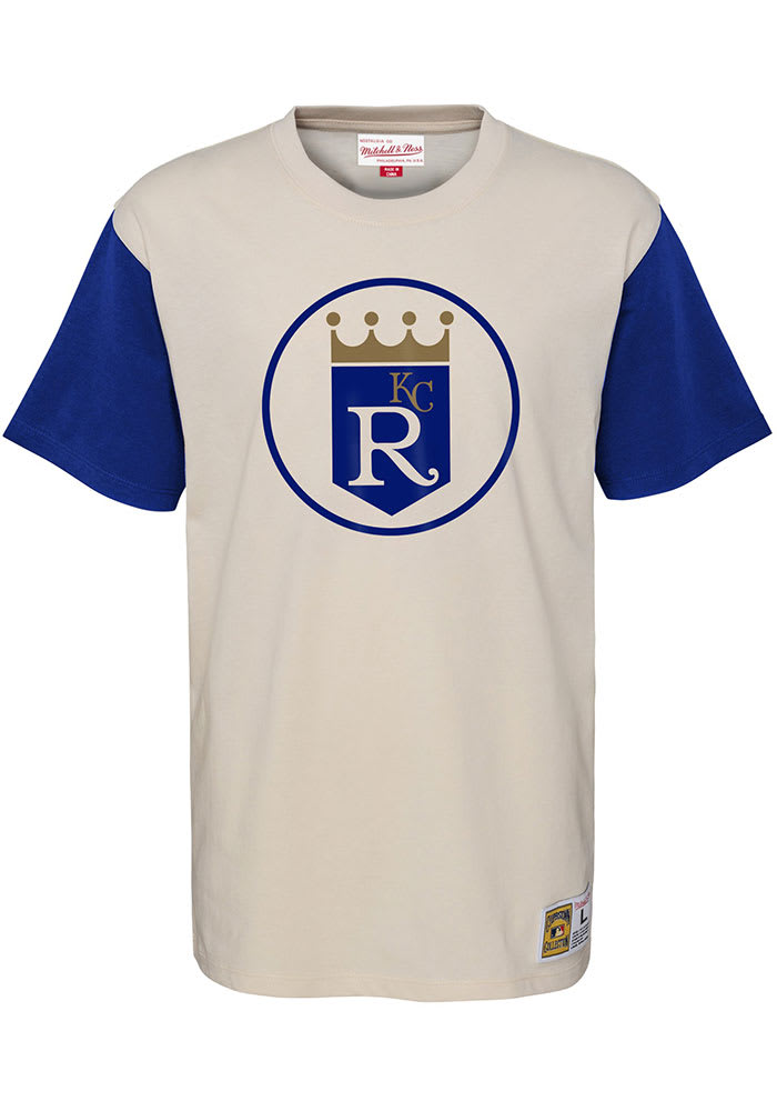 Outerstuff (Mitchell & Ness) Mitchell and Ness Kansas City Royals Youth White Colorblock Raglan Short Sleeve Fashion T-Shirt, White, 100% Cotton, Size S, Rally House