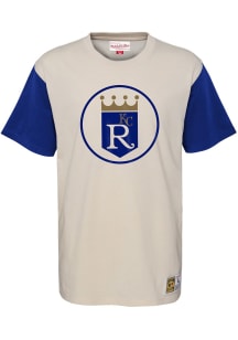 Mitchell and Ness Kansas City Royals Youth White Colorblock Raglan Short Sleeve Fashion T-Shirt