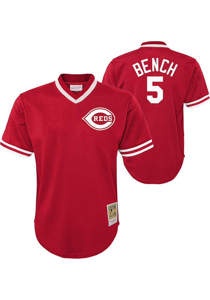 Johnny Bench Mitchell and Ness Cincinnati Reds Youth Red Batting Practice Jersey
