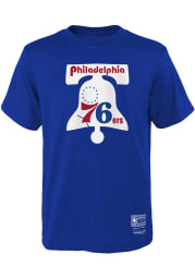 Mitchell and Ness Philadelphia 76ers Youth Blue Retro Logo Short Sleeve T-Shirt