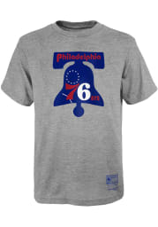 Mitchell and Ness Philadelphia 76ers Youth Grey Retro Logo Short Sleeve T-Shirt