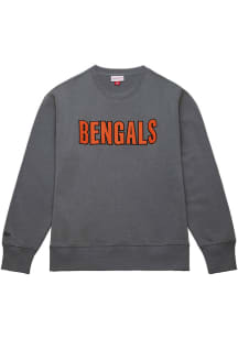 Mitchell and Ness Cincinnati Bengals Mens Grey Snow Washed Long Sleeve Fashion Sweatshirt