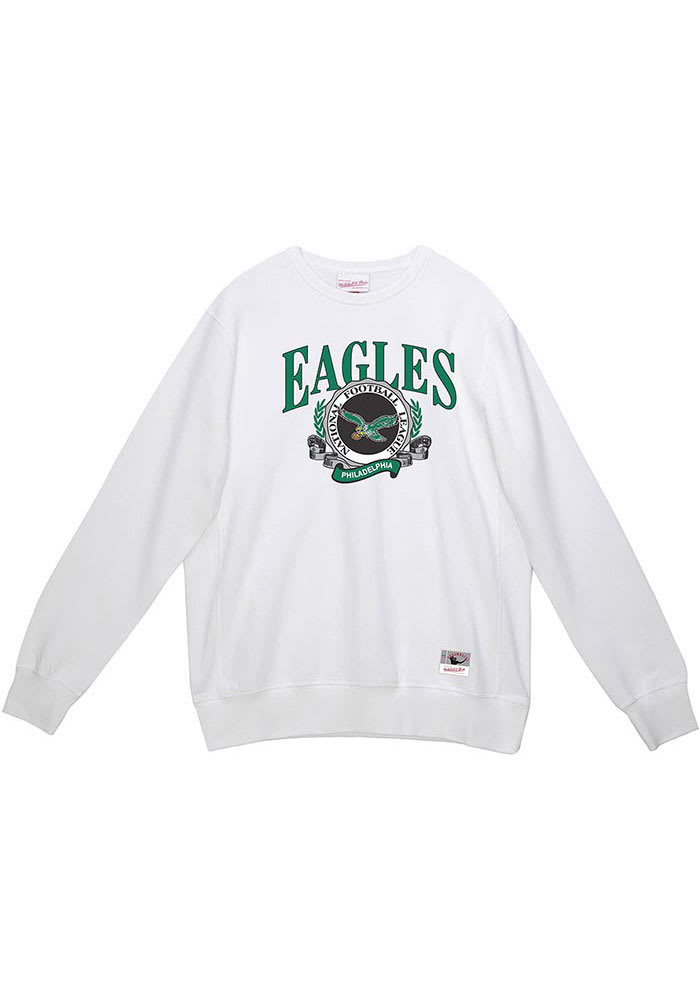Mitchell and Ness Philadelphia Eagles Mens White Fair Catch Long Sleeve Crew Sweatshirt