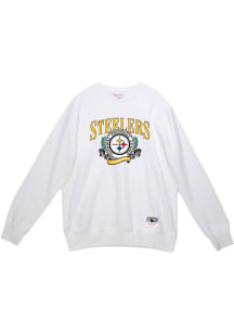 Mitchell and Ness Pittsburgh Steelers Mens White Fair Catch Long Sleeve Crew Sweatshirt
