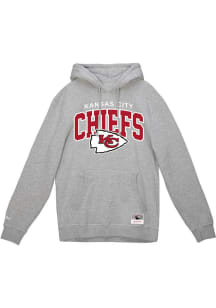 Mitchell and Ness Kansas City Chiefs Mens Grey Logo Arch Long Sleeve Hoodie