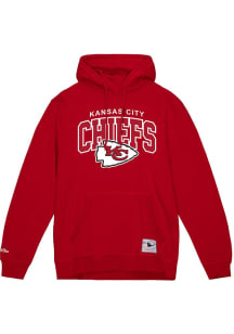 Mitchell and Ness Kansas City Chiefs Mens Red Logo Arch Long Sleeve Hoodie