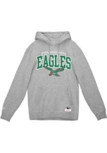 Mitchell and Ness Philadelphia Eagles Mens Grey Logo Arch Long Sleeve Hoodie