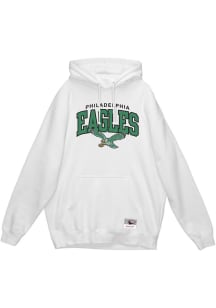 Mitchell and Ness Philadelphia Eagles Mens White Logo Arch Long Sleeve Hoodie