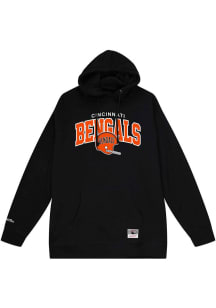 Mitchell and Ness Cincinnati Bengals Mens Black Logo Arch Long Sleeve Hoodie