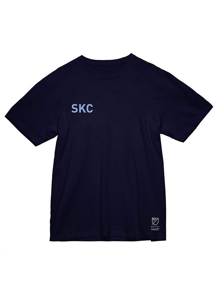 Mitchell and Ness Sporting Kansas City Navy Blue Team Abbreviation Short Sleeve T Shirt