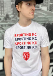 Mitchell and Ness Sporting Kansas City White Team Name Short Sleeve T Shirt