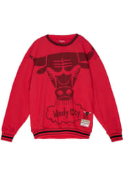 Mitchell and Ness Chicago Bulls Womens Red Big Face Crew Sweatshirt