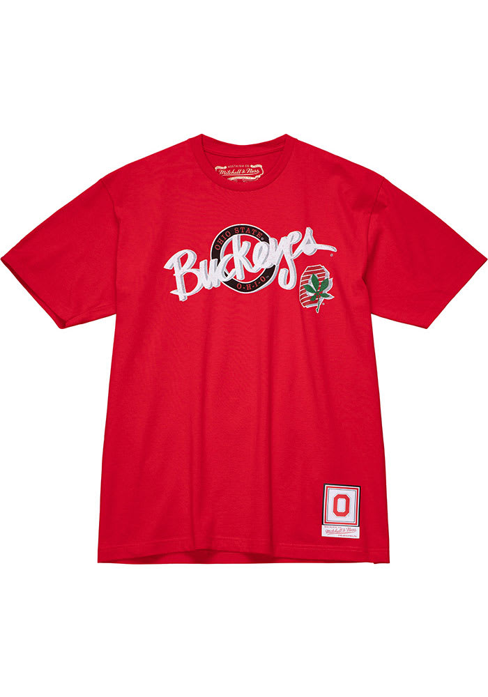 Mitchell and Ness Ohio State Buckeyes Red Script Short Sleeve Fashion T Shirt