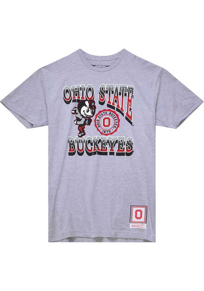 Mitchell and Ness Ohio State Buckeyes Grey Classic Buckeyes Short Sleeve Fashion T Shirt