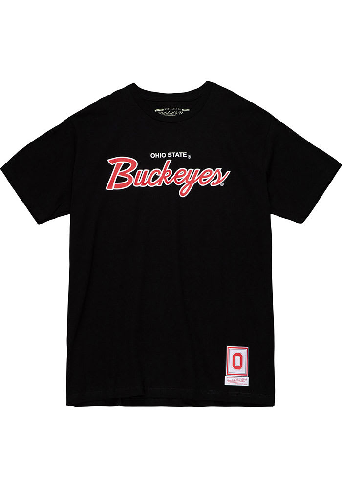 Mitchell and Ness Ohio State Buckeyes Black Buckeyes Script Short Sleeve Fashion T Shirt