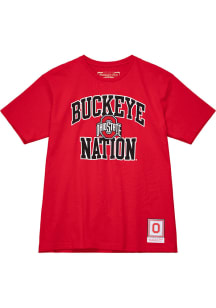 Mitchell and Ness Ohio State Buckeyes Red Buckeye Nation Short Sleeve Fashion T Shirt
