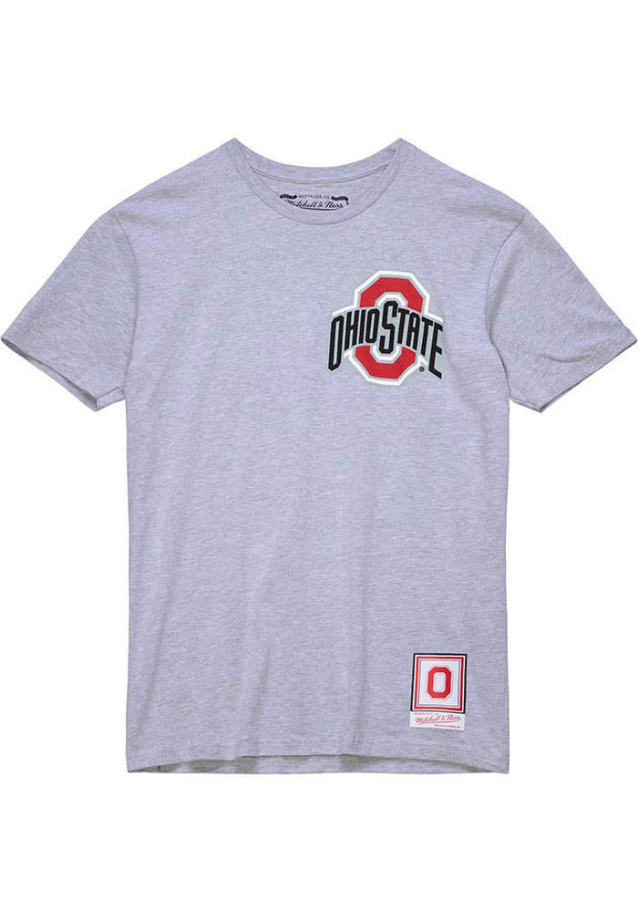 Mitchell and Ness Ohio State Buckeyes Grey Buckeye State Short Sleeve Fashion T Shirt