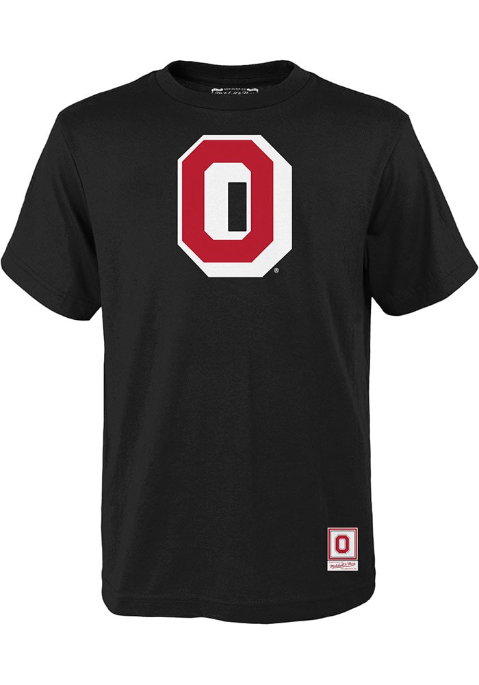 Mitchell and Ness Ohio State Buckeyes Youth Black Retro Logo Short Sleeve T-Shirt