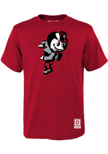 Brutus Buckeye  Mitchell and Ness Ohio State Buckeyes Youth Red Retro Mascot Short Sleeve T-Shir..