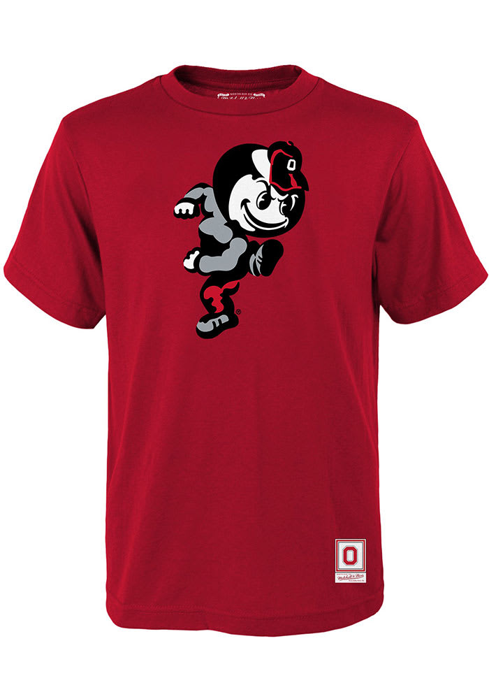 Brutus Buckeye Mitchell and Ness Ohio State Buckeyes Youth Red Retro Mascot Short Sleeve T-Shirt
