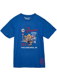 Mitchell and Ness Philadelphia 76ers Blue Philly Style Short Sleeve Fashion T Shirt