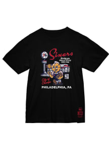 Mitchell and Ness Philadelphia 76ers Black Philly Style Short Sleeve Fashion T Shirt
