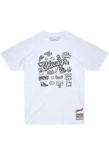 Mitchell and Ness Chicago Bulls White Doodle Short Sleeve Fashion T Shirt