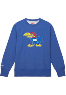 Mitchell and Ness Kansas Jayhawks Mens Blue Playoff Win Long Sleeve Fashion Sweatshirt