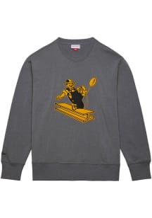 Mitchell and Ness Pittsburgh Steelers Mens Grey Snow Washed Long Sleeve Fashion Sweatshirt